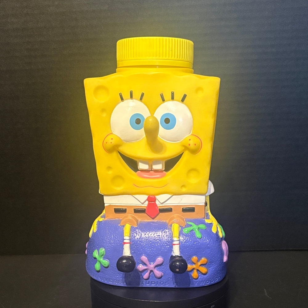 Vintage SpongeBob SquarePants Yellow and Purple Water Bottle